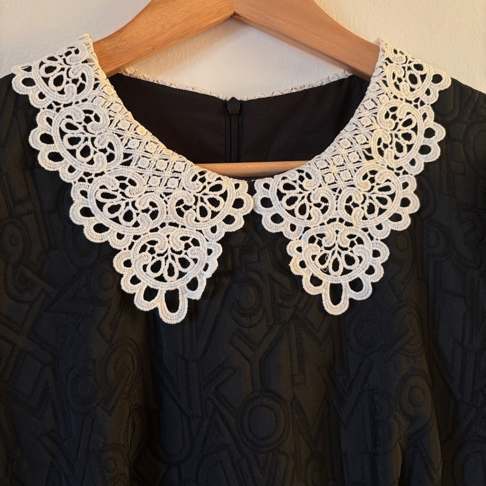 Burryco Statement Collar Black Dress Lined Long Sleeve Wednesday Addams sz 10 - Picture 5 of 13